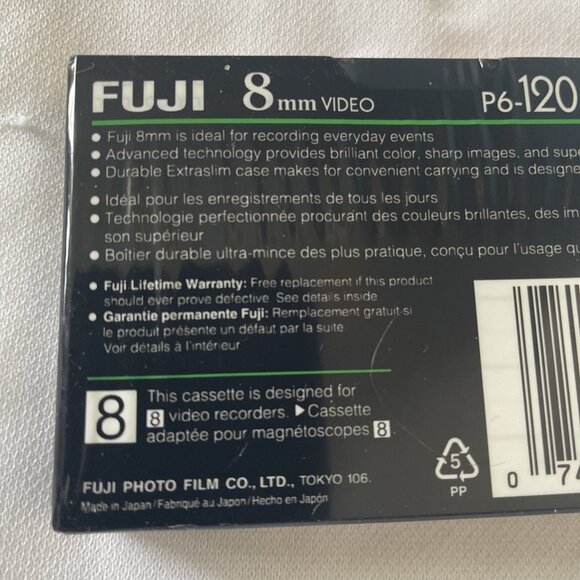 Fuji 8mm P6-120 Video Cassette High Quality 120/240 Min Recording Time Durable - Picture 3 of 7